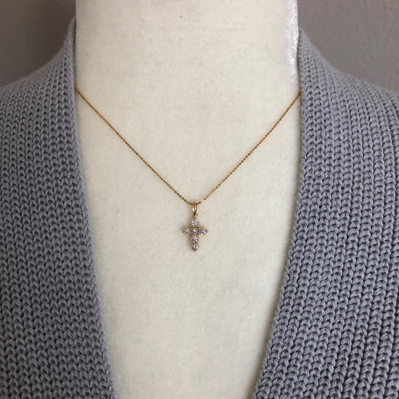PETITE DIAMOND CROSS NECKLACE - Picture 11 of 16